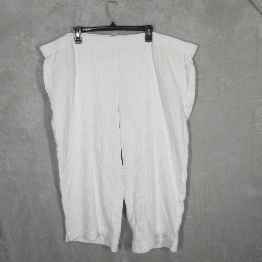 J.Jill Womens 4X White Cotton Gauze Capri Pants Elastic Waist Summer Casual